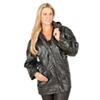 Womens Black Leather Hooded Coat