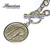 Sterling Silver Toggle Necklace With Standing Liberty Silver Quarter