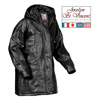 Leather Hooded Coat - Black