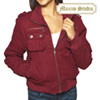 Womens Wine Wool Bomber Jacket