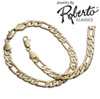 Italian Figaro 14k Gold Necklace and Bracelet