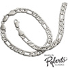 Italian Figaro Sterling Silver Necklace and Bracelet