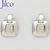 Diamond & Sterling Silver Door Knocker Earrings