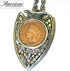 Indian Head Penny Silvertone Arrowhead Pendant