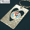 Cut Out Heart Colorized Silver Mercury Dime Keychain