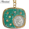 Silver Barber Dime Pendant with Amazonite Stone and Swarovski Crystal