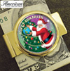 Goldtone Money clip with Colorized JFK Half Dollar Santa Coin