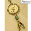 Sacagawea Brass and Turquoise Pendant