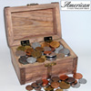 Treasure Chest with 100 Foreign Coins
