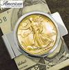 Silvertone Money clip with Silver Walking Liberty Half Dollar