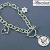 Sterling Silver Mercury Dime Coin Charm Toggle Bracelet Coin Jewelry