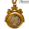 Silver Barber Quarter Goldtone Spinner Pendant