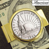1986 Statue of Liberty Commemorative Half Dollar Coin in Goldtone Money Clip