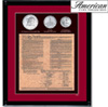 Framed U.S. Constitution With All 3 Bicentennial Coins