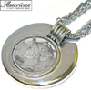 Mercury Dime Silvertone Triple Chain Pendant