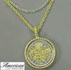 Selectively Gold-Layered Lucky Sixpence Goldtone Coin Pendant with Triple Chain