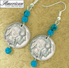 Buffalo Nickel Turquoise Coin Earrings