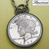 1927 Peace Dollar Replica Antique Silver Coin Pendant