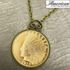 $10 Indian Head Eagle Gold Piece Replica Coin in Antique Gold Pendant