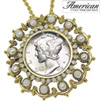 Goldtone Vintage Silver Mercury Dime Pin/Pendant