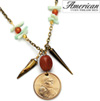 Dome Sacagawea Golden Dollar Coin and Natural Stone Pendant