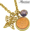 Goldtone Butterfly Coin and Charm Pendant