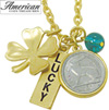 Goldtone Rabbit Coin and Lucky Tag Pendant