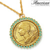 French Coin Pendant with Opal-Pacific Crystals