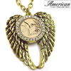 Gold -Layered Hummingbird Coin Rhinestone Wing Pendant