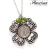 Irish Threepence Four Leaf Clover and Green Heart Charm Pendant