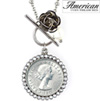 Lucky British Sixpence and Rose Toggle Pendant