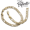 Italian Figaro 14k Gold Necklace and Bracelet