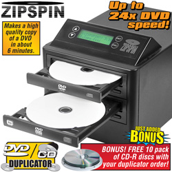 Zip Spin DVD Duplicator With Bonus CD-R 10 Pack Model# DVD121-PRO-WM