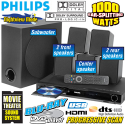 Philips 1000W Blu-Ray Home Theater System&nbsp;&nbsp;Model#&nbsp;HTS3051B