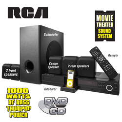 RCA DVD Home Theater System with iPod Dock&nbsp;&nbsp;Model#&nbsp;RTD316WI