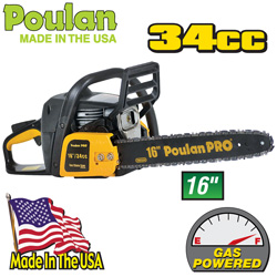 Poulan 16 Inch Gas Powered Chain Saw Model# PPB3416SAS