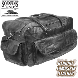 Black Leather Duffle Bag&nbsp;&nbsp;Model#&nbsp;QS090206D