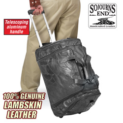 Black Leather Rolling Duffle Bag Model# A0928