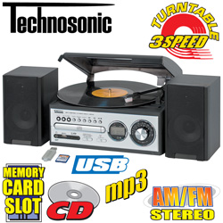 Technosonic Turntable/ CD Player With USB And Memory Card Slot Model# TCD-98WE