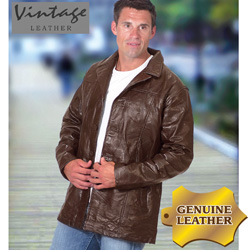 Brown Patchwork Leather Hipster Coat&nbsp;&nbsp;Model#&nbsp;287313
