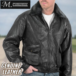 Patchwork Leather Bomber Jacket Model# 287334