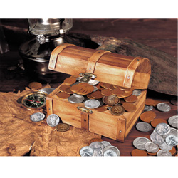 Historic Wooden Chest With At Least 50 Old U.S. Mint Coins