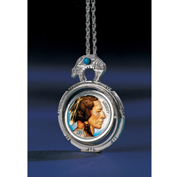 Colorized Buffalo Nickel Spinner Pendant