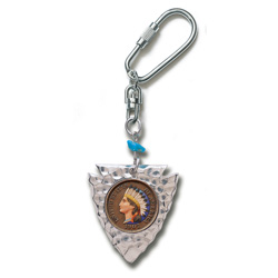 Colorized Indian Head Penny Enamel Arrowhead Key Ring