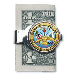 Silver-toned Moneyclip with Army JFK