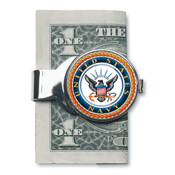 Silver-toned Moneyclip with Navy JFK