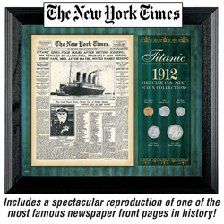New York Times Titanic 1912 U.S. Mint 4 Coin Collection Framed&nbsp;&nbsp;Model#&nbsp;50038