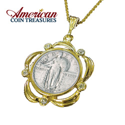 Silver Standing Liberty Quarter Pendant Model# 838