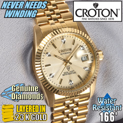 Croton Mens 6 Diamond Automatic Watch Model# CR307699YLCD
