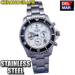 Del-Mar White Chronograph Watch Model# 50208